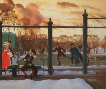  invierno pintura - Pista de patinaje en invierno 1915 Konstantin Somov